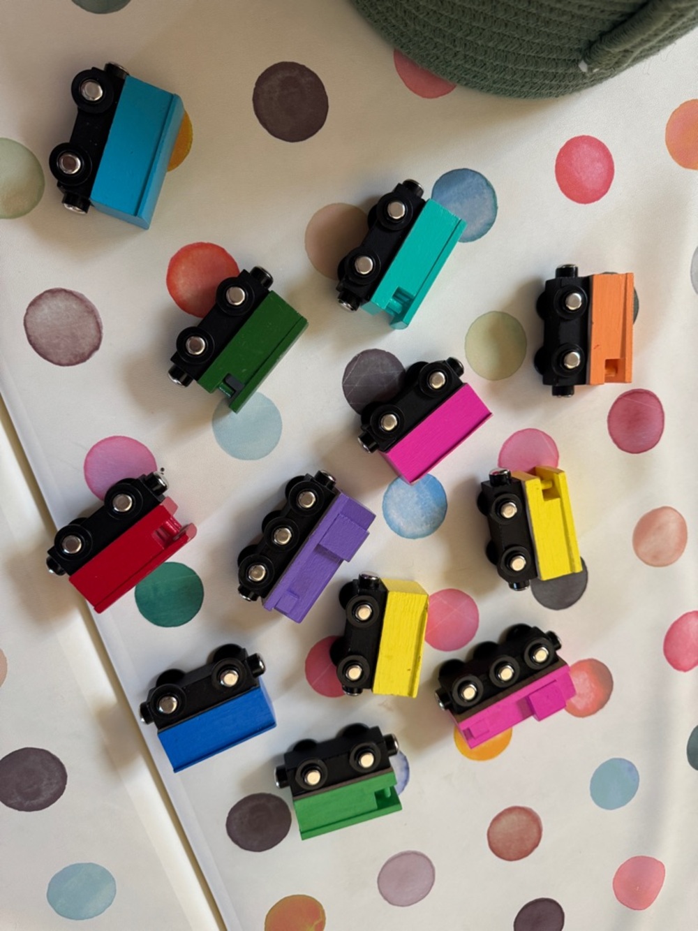Hand Painted Wooden Train Car Set for Kids - Multi-Color